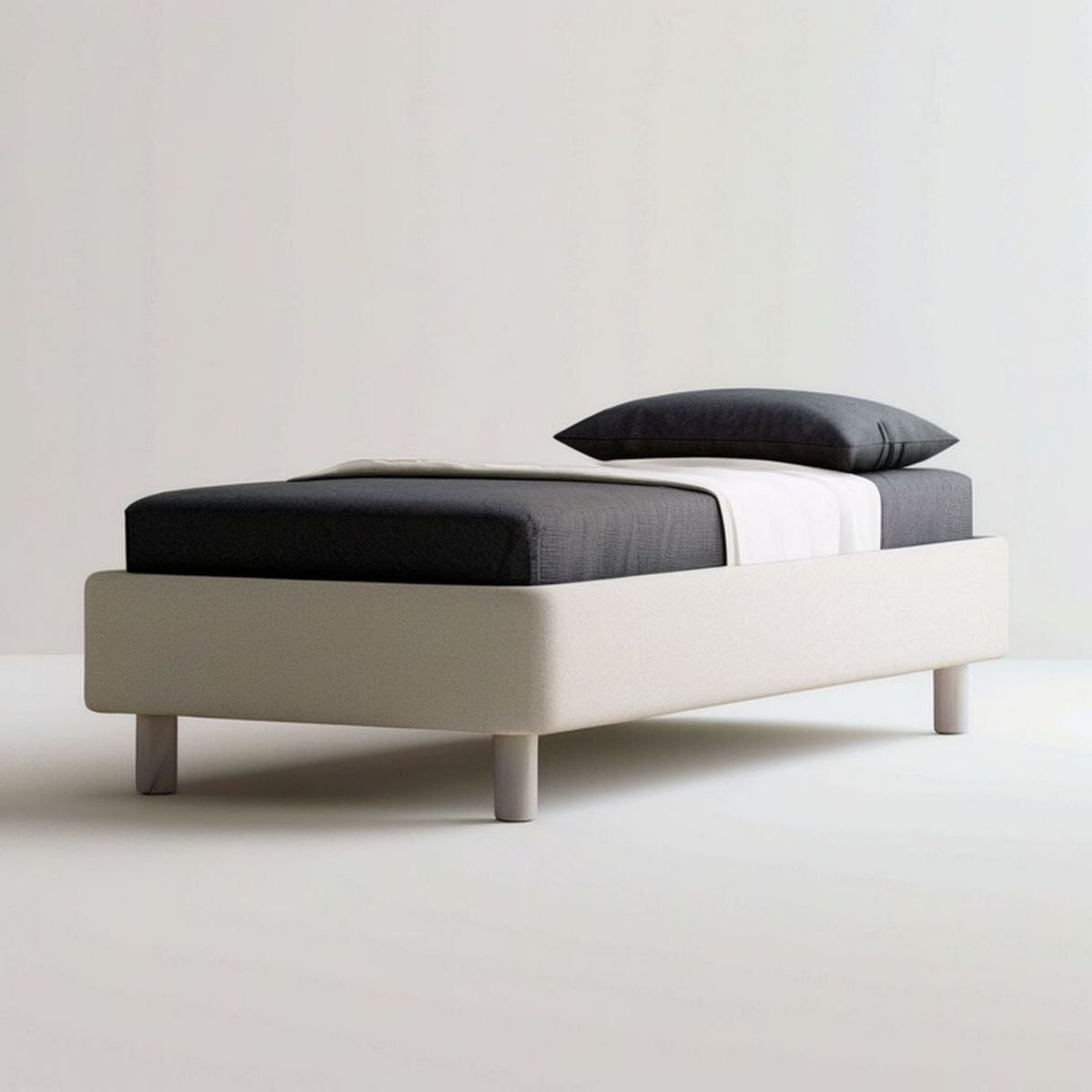 Polsterbettgestell Beige 140 x 200 cm aus Massivholz und Polyester