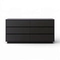 Schwarze MDF-Kommode mit 6 Schubladen, 160 × 45 × 80 cm