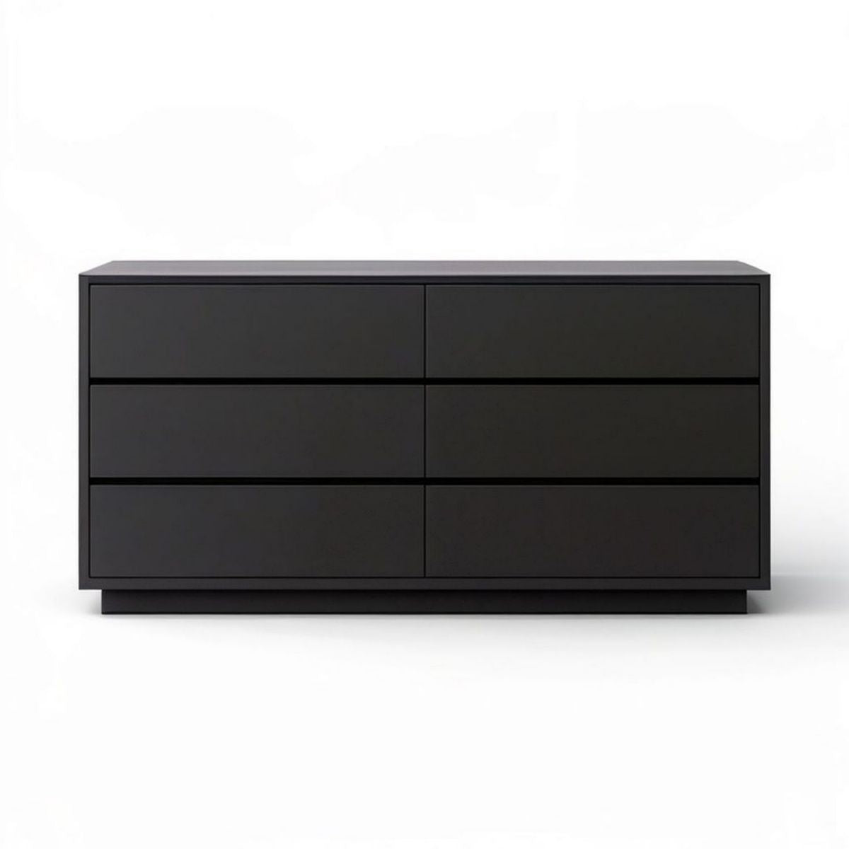 Schwarze MDF-Kommode mit 6 Schubladen, 160 × 45 × 80 cm