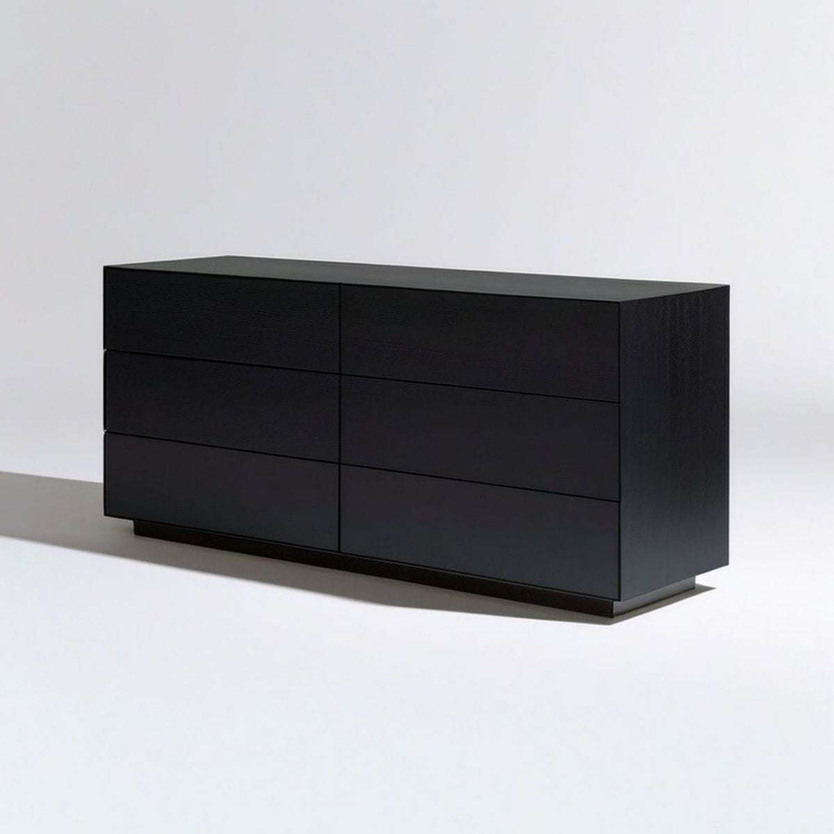 Kommode mit 6 grifflosen Schubladen, 160 x 45 x 75 cm, Schwarz