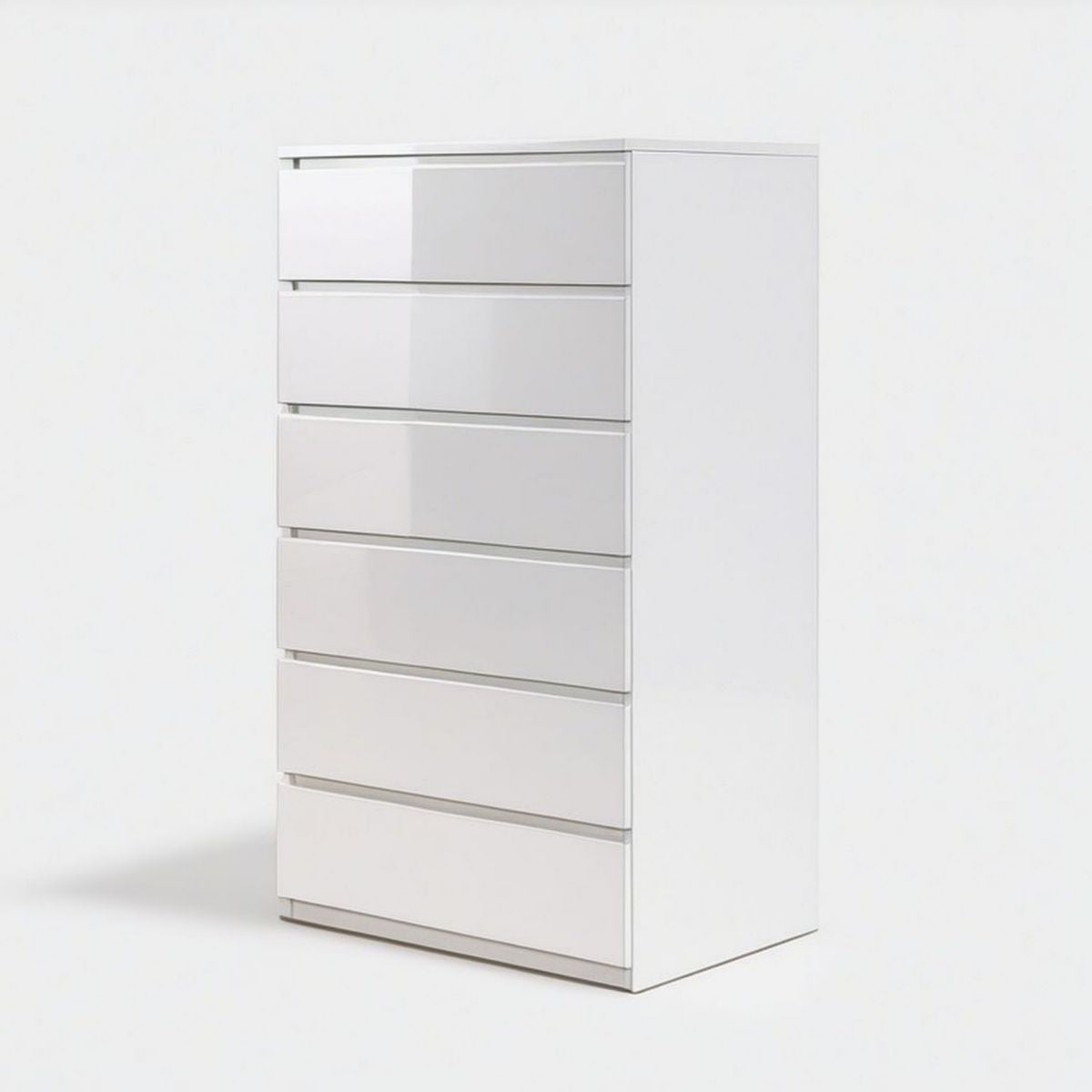 Schmale Kommode mit 6 Schubladen, 40 x 48 x 123 cm, Weiss