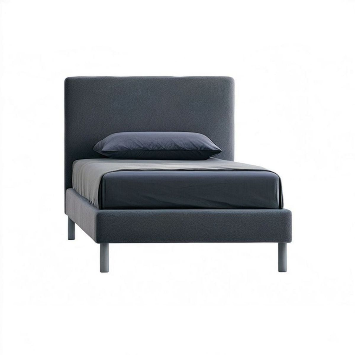 Gepolstertes Einzelbett 90 x 200 cm Anthrazit, Polyester und Stahl