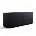 Schwarze Kommode mit 6 grifflosen Schubladen, 160 x 45 x 75 cm, MDF